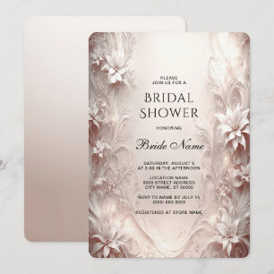 White Ivory Floral Bridal Shower Invitation