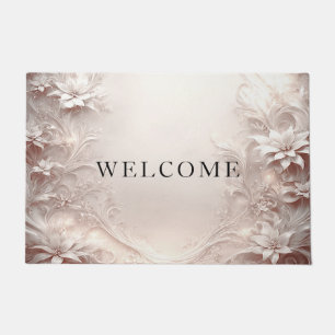 White Ivory Floral Doormat