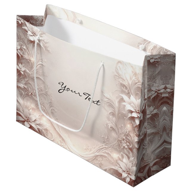 White Ivory Floral Gift Bag (Front Angled)