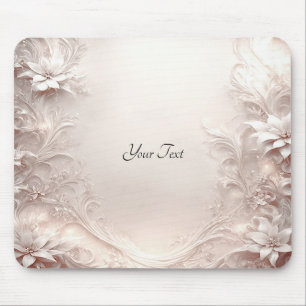 White Ivory Floral Mousepad