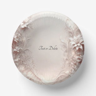 White Ivory Floral Paper Bowls Paper Plate