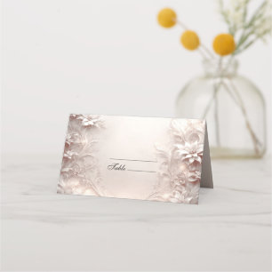 White Ivory Floral Place Card