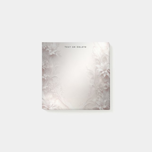 White Ivory Floral Post it Notes (Front)