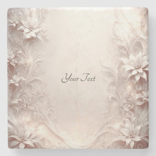 White Ivory Floral Stone Coaster