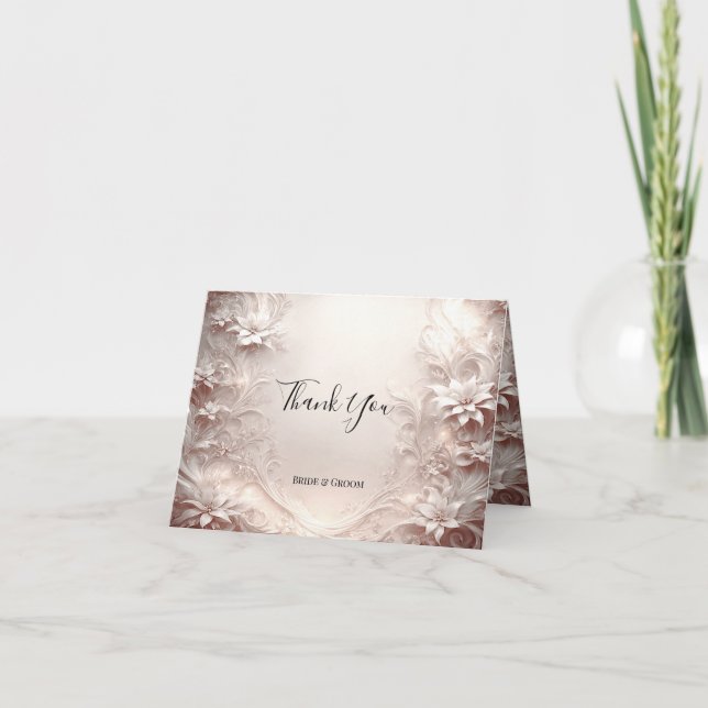 White Ivory Floral Thank You Card (Front)