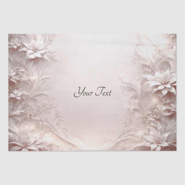 White Ivory Floral Tissue Paper (Front)