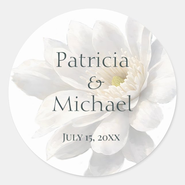 White Ivory Quiet Luxury Romantic Elegant Wedding  Classic Round Sticker (Front)