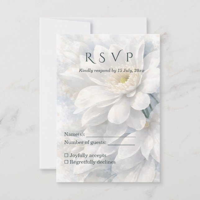 White Ivory Quiet Luxury Romantic Elegant Wedding  RSVP Card (Front)
