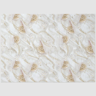 White-Ivory Silk & Ivory Champaign Pearls Tissue Paper
