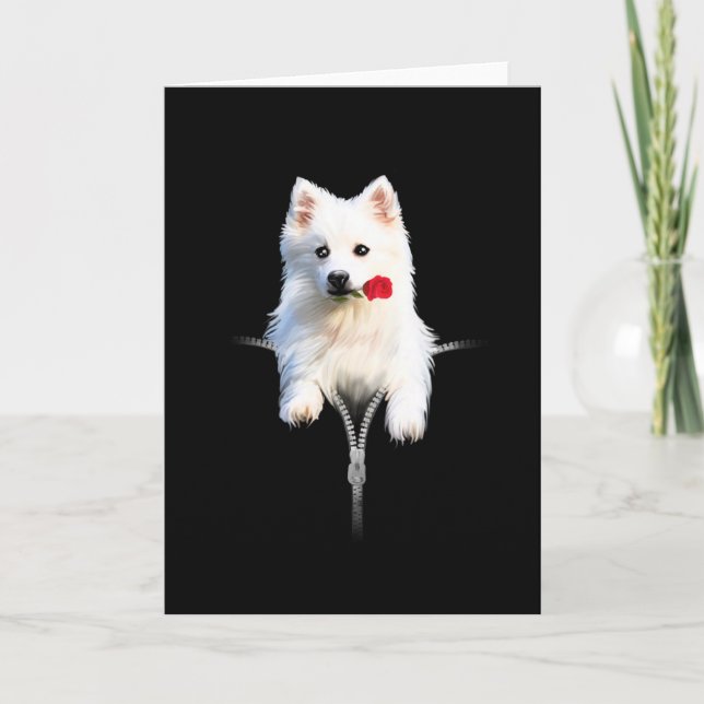 White Japan Spitz Dog Sweet Gift Card (Front)