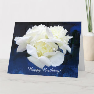 White Japanese Peonies Carte de voeux Anniversaire