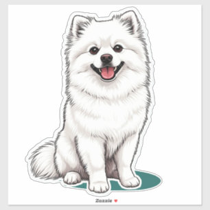 White Japanese Spitz Cute Fluffy Dog Kawaii
