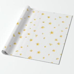 White Japanese Wintersweet Floral Pattern Wrapping Paper