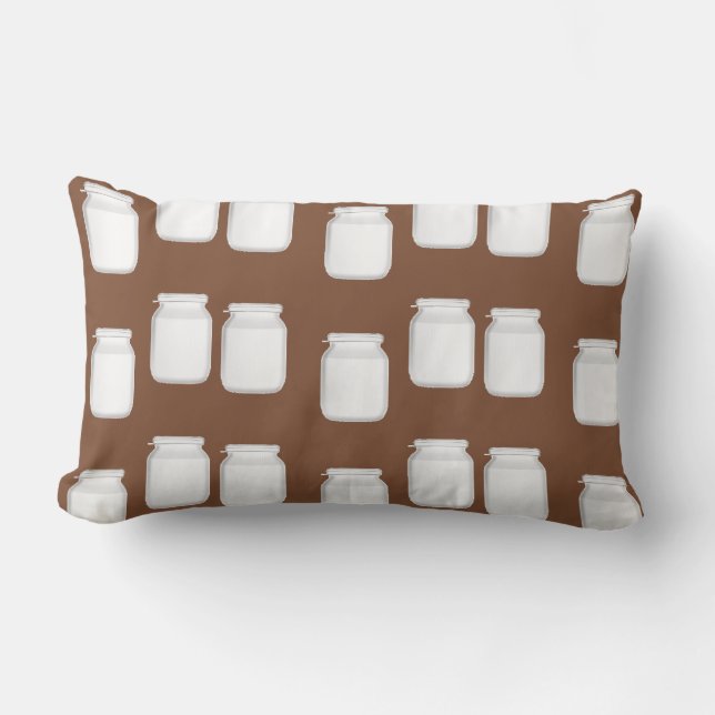 White jars on brown lumbar pillow (Front)