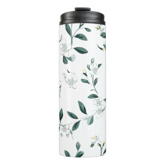 White Jasmine Pattern  Thermal Tumbler