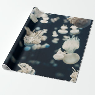 WHITE JELLYFISH UNDERWATER PHOTO WRAPPING PAPER