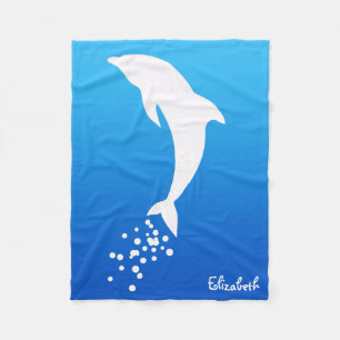 White Jumping Dolphin With Bubbles Blanket