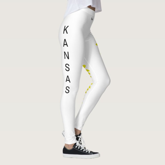 White Kansas State Flower Sunflower Leggings (Right)
