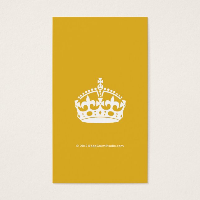 White Keep Calm Crown on Gold Background (Front)