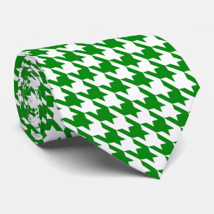 White Kelly Green Pied de Poule Houndstooth Tie