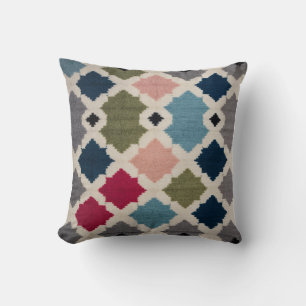 White Kilim Pillows with Arabic Geometric Sophisti