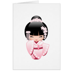 White Kimono Kokeshi Doll - Cute Geisha Girl