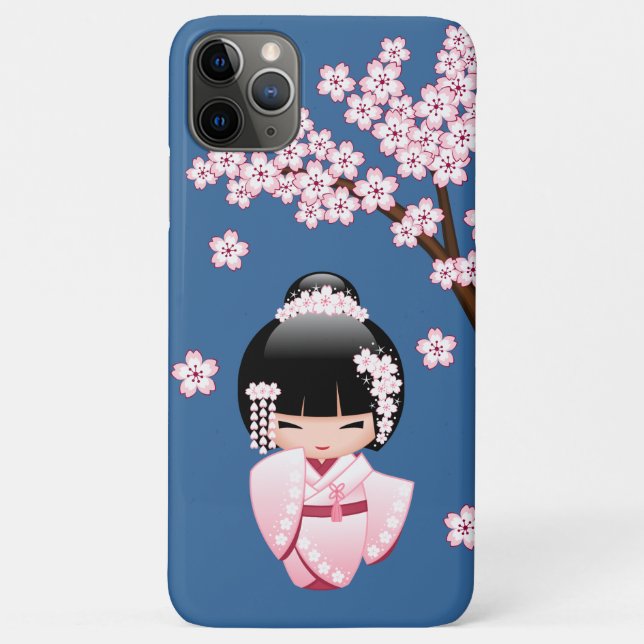 White Kimono Kokeshi Doll - Cute Geisha Girl Case-Mate iPhone Case (Back)