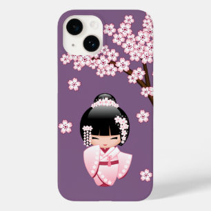 White Kimono Kokeshi Doll - Cute Geisha Girl Case-Mate iPhone 14 Case