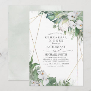 White King Protea Orchids Tropics Rehearsal Dinner Invitation