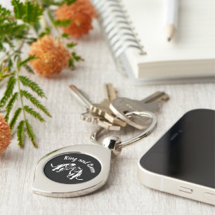 White Kings and Queens Black Leo Lion and Lioness Keychain