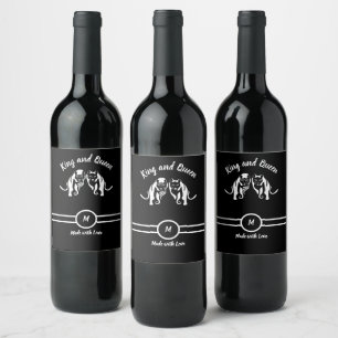White Kings and Queens Black Leo Lion and Lioness Wine Label