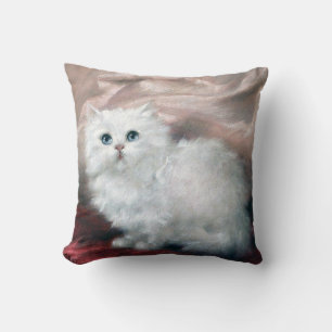 White Kitten, Carl Kahler Throw Pillow
