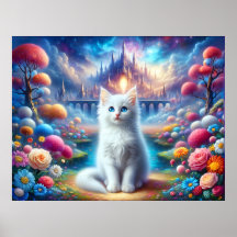 White Kitten in a Mystical Fantasy