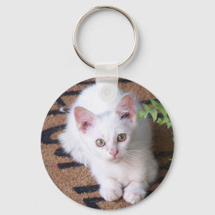 White Kitten Keychain