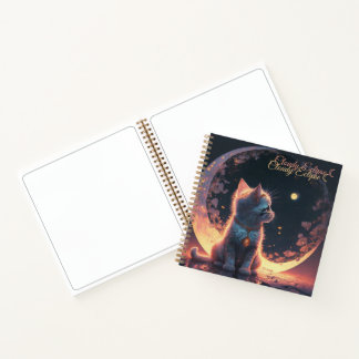 White Kitten Moon Spiral Notebook