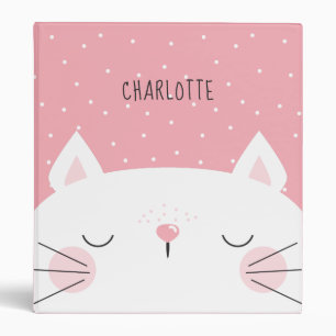 White Kitten - Name - Pink Binder