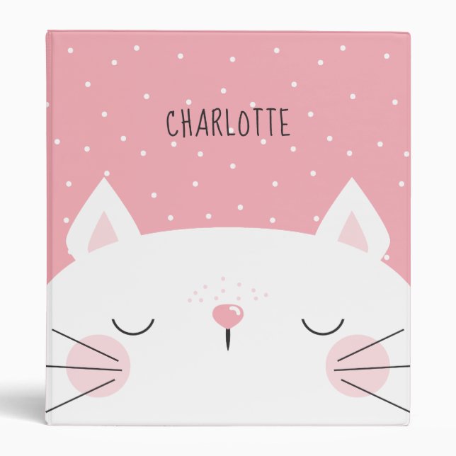 White Kitten - Name - Pink Binder (Front)