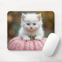 White Kitten On Pink Pumpkin