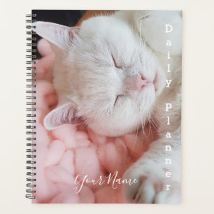 White Kitten Pink Bed  - Daily Planner- HAMbWG Planner