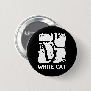 White Kitten Silhouettes - Cute Feline Design 2 Inch Round Button