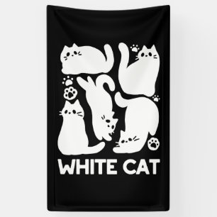 White Kitten Silhouettes - Cute Feline Design Banner