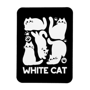 White Kitten Silhouettes - Cute Feline Design Magnet
