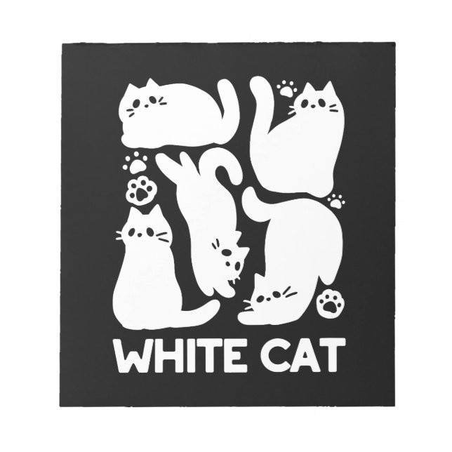 White Kitten Silhouettes - Cute Feline Design Notepad (Front)