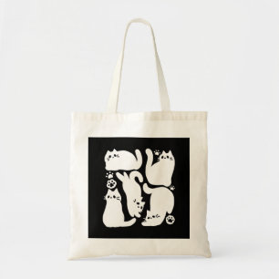 White Kitten Silhouettes - Cute Feline Design Tote Bag