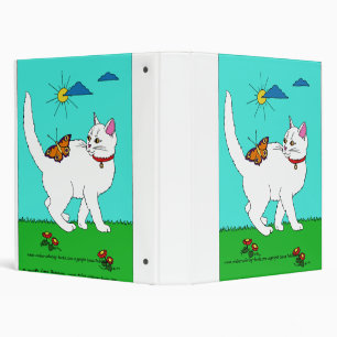 White Kitty and Butterfly Binder