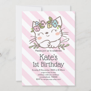 white kitty cat, kitten, animals invitation