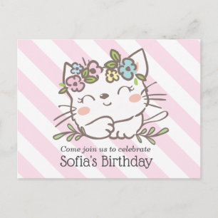 white kitty cat, kitten, animals invitation postcard