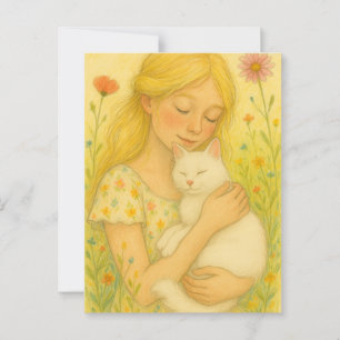 White Kitty Cat Mom Postcard