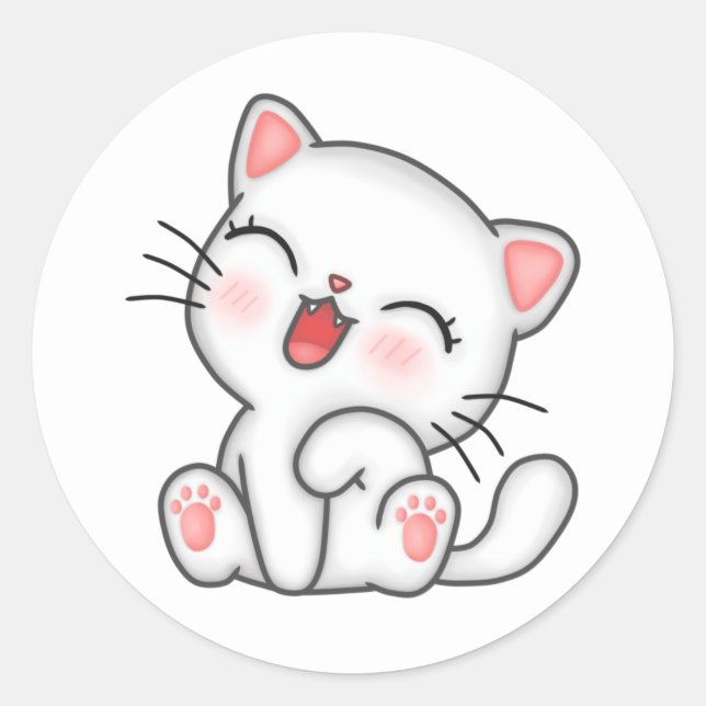 White Kitty Cat Stickers (Front)