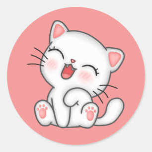 White Kitty Cat Stickers